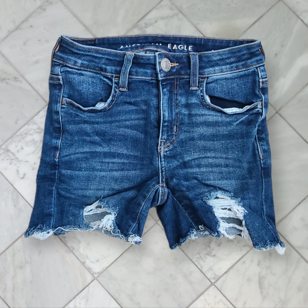 American Eagle Shorts Distressed Jegging Denim Jean Shorts Blue 0 - Picture 1 of 4